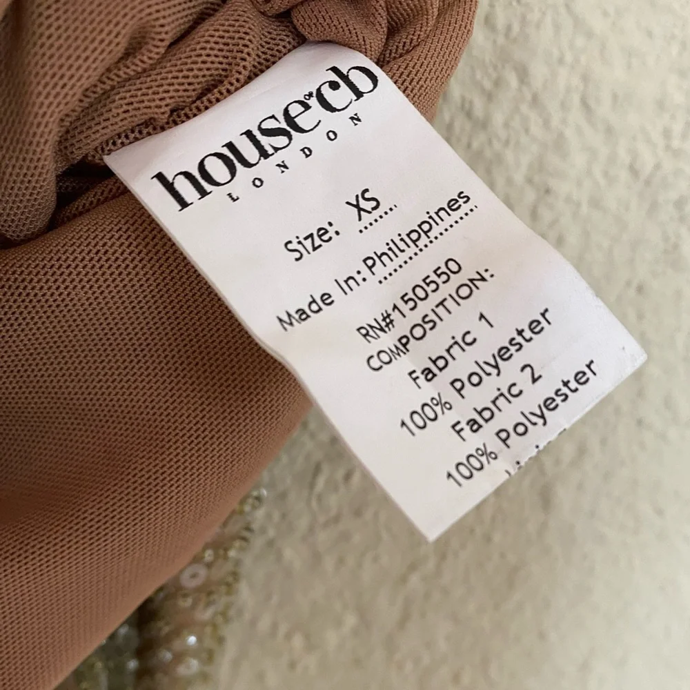 LIMITED EDITION House of CB 'Alondra' Cafe Au Lait Beaded Maxi Dress NWOT sz XS - Picture 10 of 15